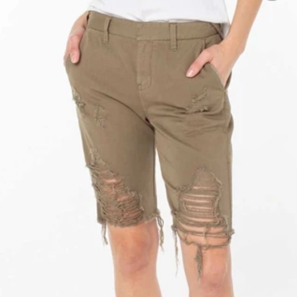 Serra by Joie Rucker Ballest Shorts Pants Destroyed Peace Green NWT
